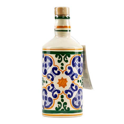 Huile d'Olive Extra Vierge Italienne Centonze - Bouteille en Céramique de Caltagirone Décorée à la Main