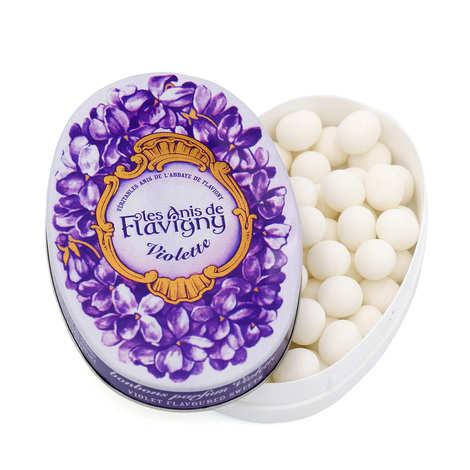 Bonbons à l'anis aromatisés à la violette - Boîte ovale décorée - Boite de 50g