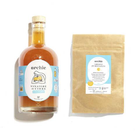 Archi belle - Assortiment Vinaigre de cidre bio + Argile purifiante - Bouteille 50cl + Sachet d'argile purifiante